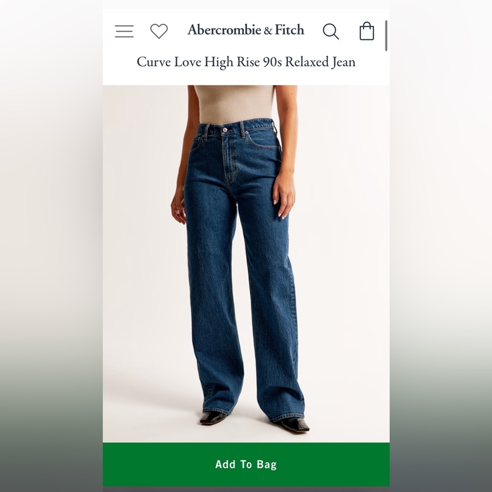 Abercrombie & Fitch Curve Love 90s Relaxed High Rise Denim dark blue